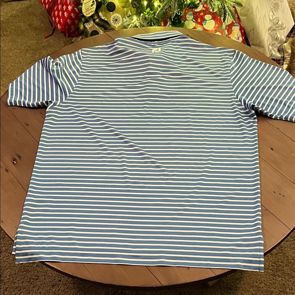 Men's FootJoy Blue Striped Polo Shirt - Picture 6 of 6